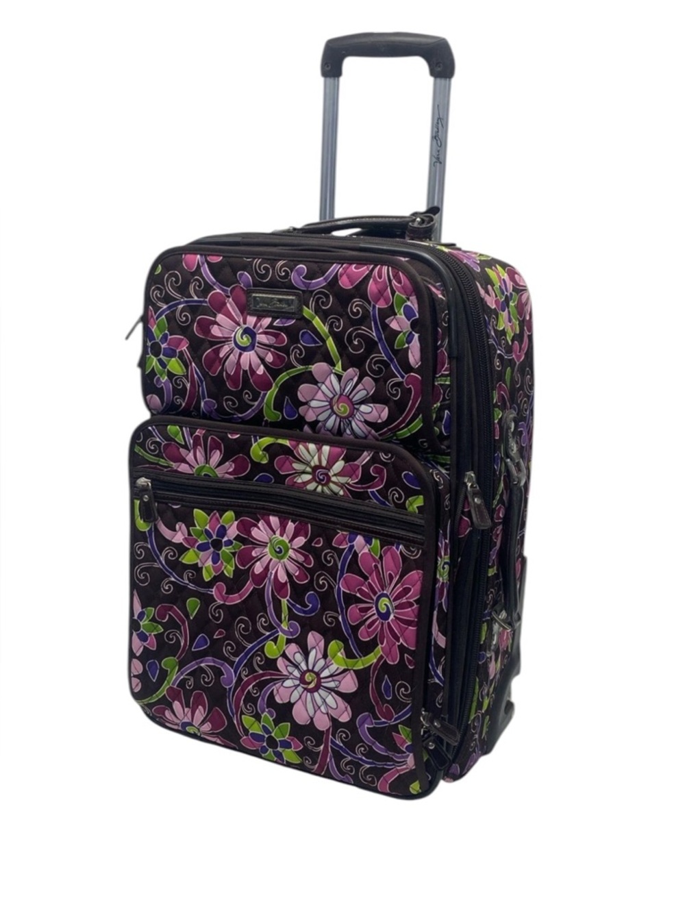 Vera Bradley Retired Purple Punch Multi Comp't Rolling Suitcase Travel Luggage